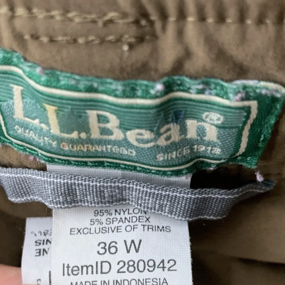 LL Bean Men Size 36 Shorts Brown Cargo Nylon Stretch Quick‎ Dry 11